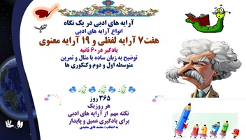 آرایه های ادبی در یک نگاه انواع آرایه های ادبی هفت7 آرایه لفظی و 19 آرایه معنوی